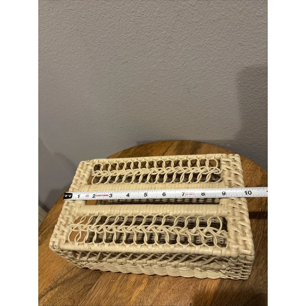 Vintage Rattan Wicker Tissue Box Cover Holder Rectangle Vanity Cottage Core‎